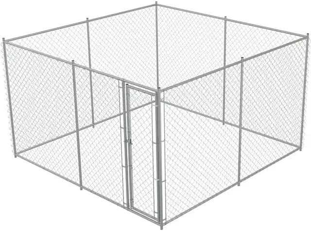 Large Outdoor Kennel with Fully Covered Roof Metal Galvanized Outdoor Dog Fence with Double Security Locks Waterproof Cover