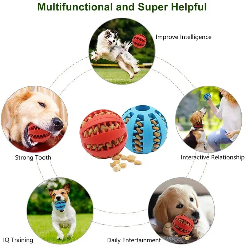 Dog Toy Ball Interactive Elasticity Puppy Chew Toy Nontoxic Bite Resistant Dog Pet Food Treat Feeder Chew Tooth Cleaning Ball