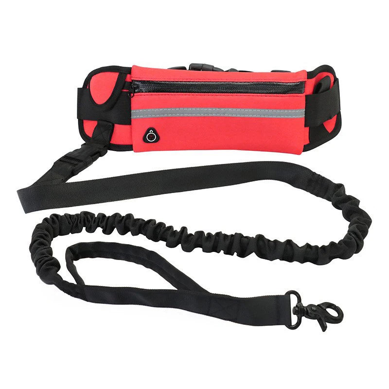 Hands Free Dog Leash for Running Walking Reflective Leash with Waist Bag Retractable Elastic Belt Dog Traction Rope Pet Products