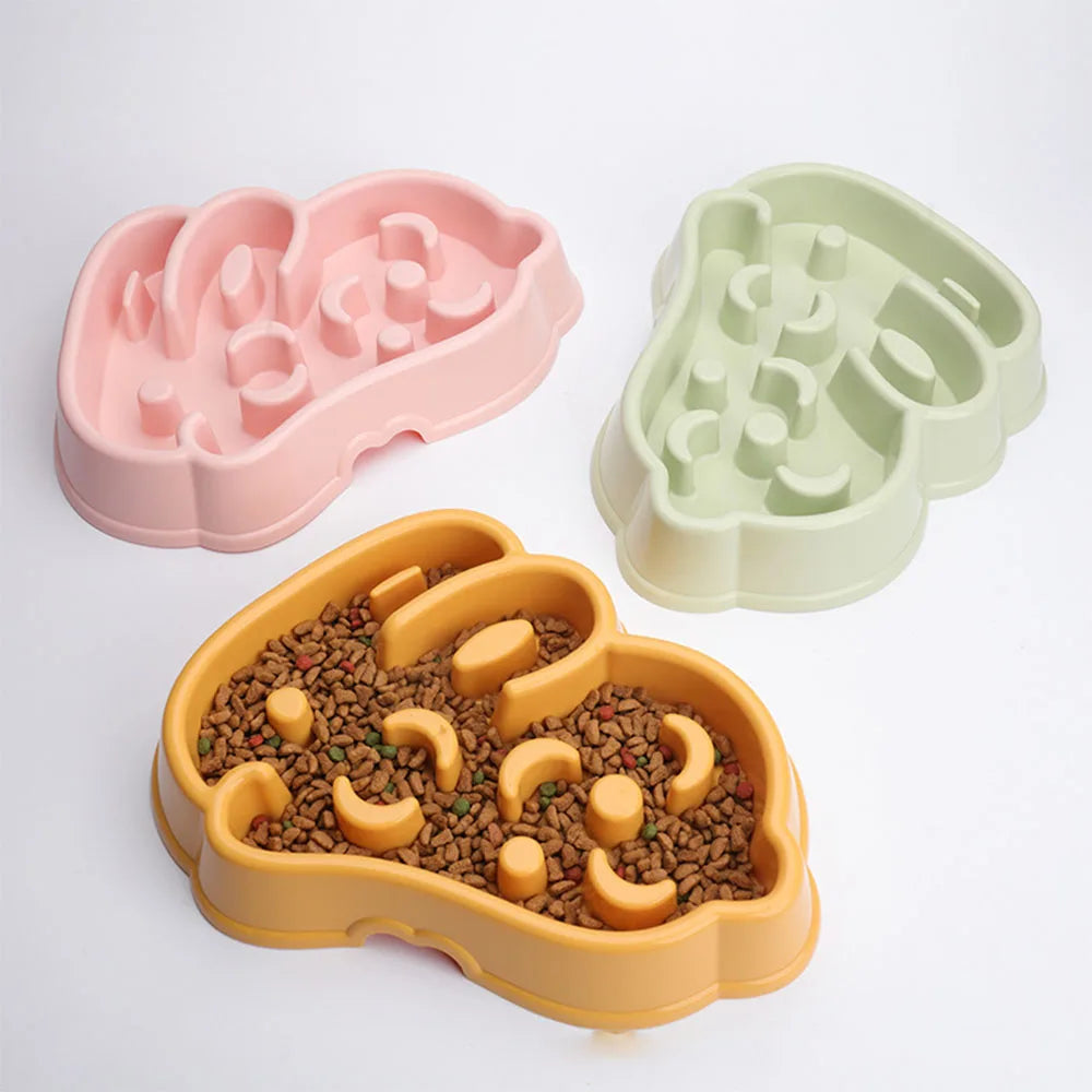 Pet Dog Slow Food Bowl Fat Help Healthy Round Anti-choking Thickened and Non-slip Multiple Colors Shapes