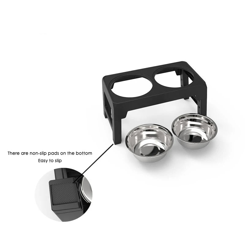 BOOTEELY Elevated Dog Feeder Bowls Adjustable Raised Stand with Double Stainless Steel Food Water Bowls Small Medium Large Dogs